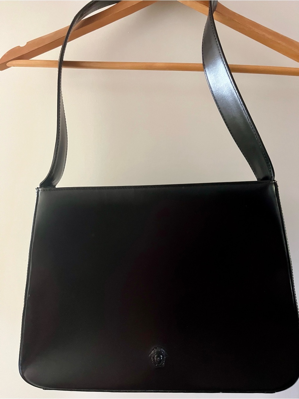 Gianni Versace Black Leather Vintage Shoulder Bag